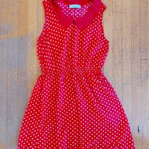 Red & White Polkadot Sleeveless Summer Dress Med/Lg